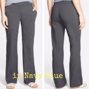 Eileen Fisher Navy Blue Linen Viscose Stretch Pants - 6-8US